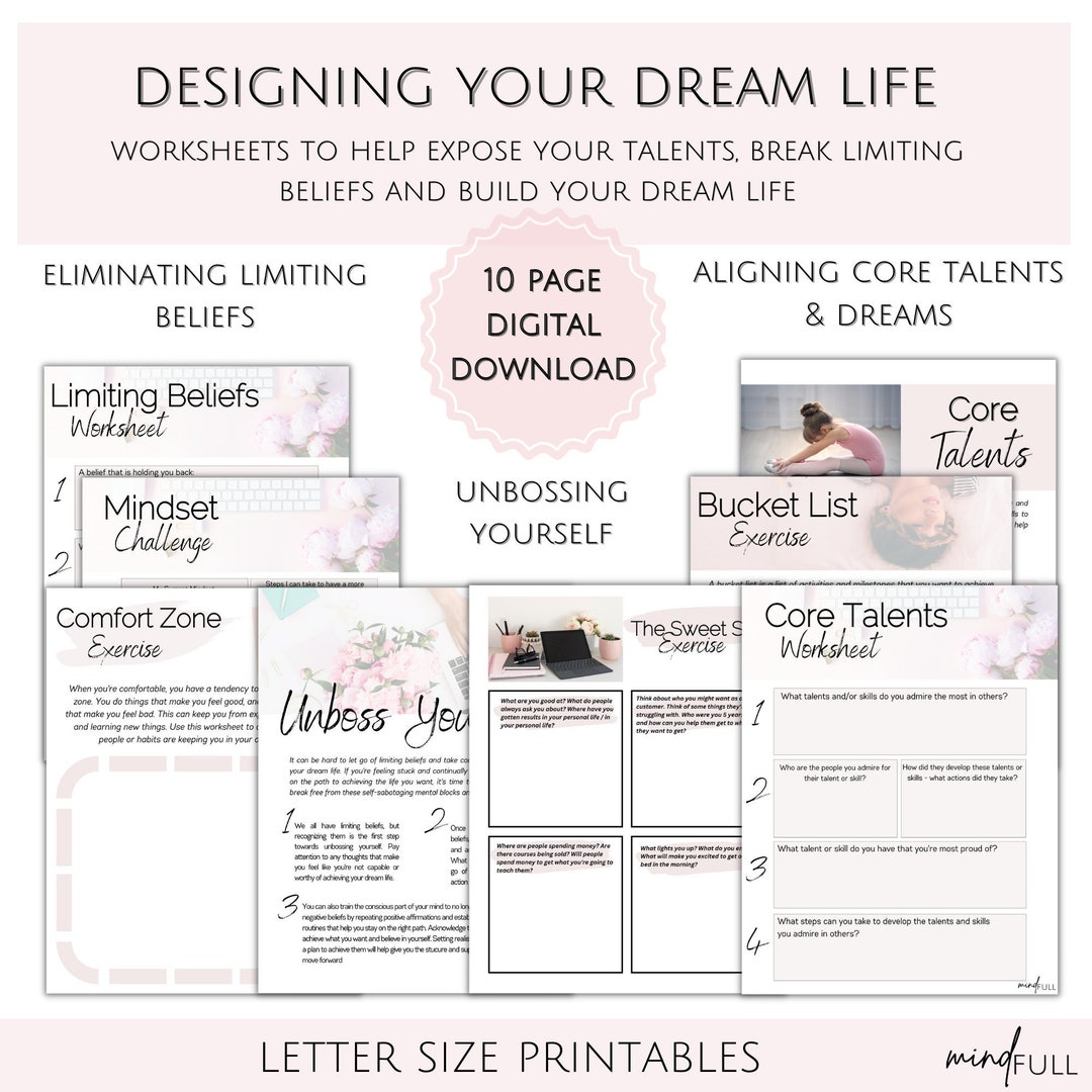 Dream Life Planner: Self-care Journal Prompts & Worksheets (PDF) - Etsy