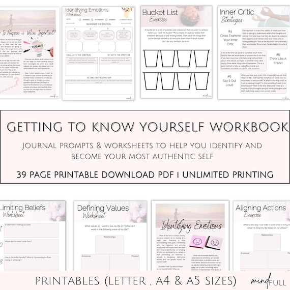 Inner Work Journal Prompts for Self-Discovery & Healing | Guided Reflection Workbook PDF