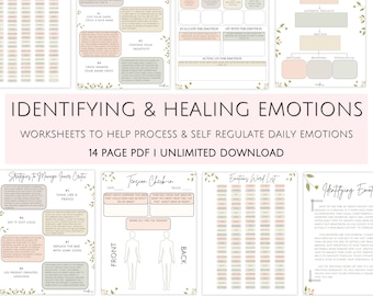 Emotional Regulation Workbook Bundle - Emotional Skills Techniques - Therapy Worksheets - Self-Awareness