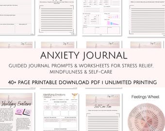Anxiety Journal | Mental Health Tracker, Self-Care Planner, Stress Relief Workbook, Printable PDF