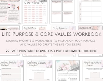 Core Beliefs & Values Workbook – Self-Discovery Journal, Life Purpose, Limiting Beliefs, Personal Growth, Printable PDF