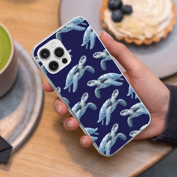 Meeresschildkröte Handyhülle Nautical Animal Cover passend für iPhone 15 Pro Max, 14 Plus, 13, 12, 11, XR, XS & Samsung S23, S22, A54, A53, Pixel 8, 7