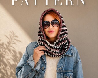 Crochet Hooded Scarf Pattern | Easy Beginner Cowl (PDF Pattern)