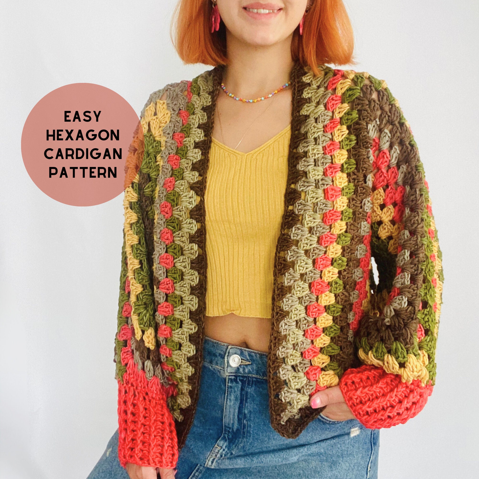 Crochet Hexagon Cardigan Pattern: Easy Granny Square Jacket (PDF Pattern) -  Etsy, image size:2000x2000
