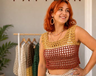 Crochet Mesh Crop Top Pattern, Bohemian Shrug (PDF Pattern)