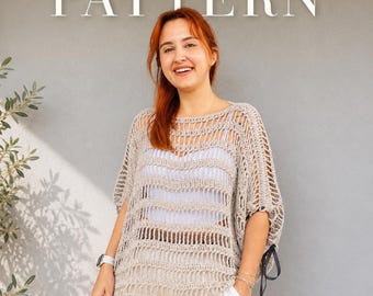 Crochet Bohemian Sweater Pattern, Easy Summer Mesh Jumper (PDF Pattern)