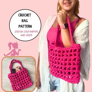Häkeltasche Barb Mode einfach Muster, Geschenk für sie, kleine Tasche Muster, Geschenk für Rosa Liebhaber, Sommertasche, Barbi Mädchen Tasche, Häkeltasche