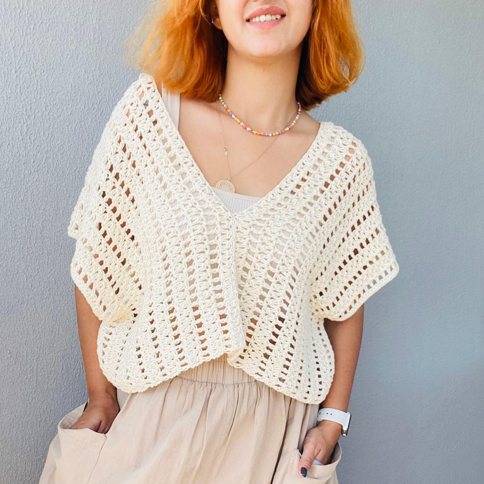 NRVTRE Pull à Franges Sans Manches Pour Femme - Style Bohème - Perles - Col En V - Crochet - Tricot - Crop Tank Top Cover Up - Débardeurs Pour Femmes - 9
