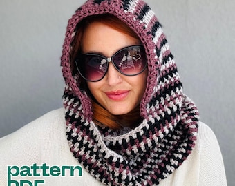 Patrón de bufanda con capucha de crochet / Cuello fácil para principiantes (Patrón PDF)