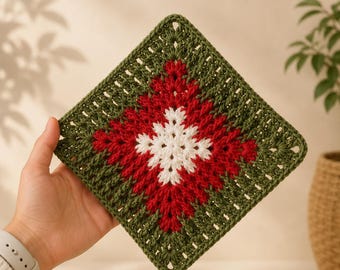 Crochet Mosaic Snowflake Granny Square Pattern, Xmas 3D Motif (PDF Pattern)
