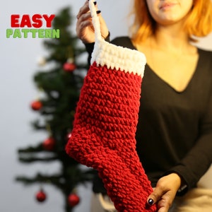 Christmas Oversize Crochet Stocking Easy Pattern, Holidays Decor and Gift, Xmas Ornaments, Knit Santa Stocking, Xmas Personalizable Gift image 6
