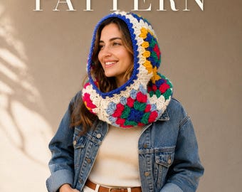 Crochet Granny Square Balaclava Pattern: Winter Neck Hoodie (PDF Pattern)