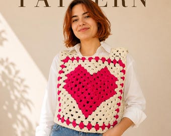 Heart Valentine Vest Crochet Pattern: Easy Beginner PDF