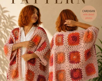 Crochet Granny Square Cardigan Pattern: Easy Chunky Jacket (PDF Pattern)