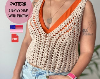 Crochet Beıge Sweater Pattern, Gift for Her and Bohemian Women, Summer Ethnical Wear, Fashion Cropped Pullover Step by Step Pattern