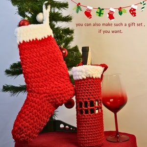 Christmas Oversize Crochet Stocking Easy Pattern, Holidays Decor and Gift, Xmas Ornaments, Knit Santa Stocking, Xmas Personalizable Gift image 2