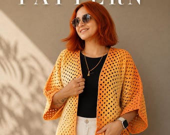 Hexagon Crochet Cardigan Pattern: Granny Square Knit Jacket (PDF Pattern)