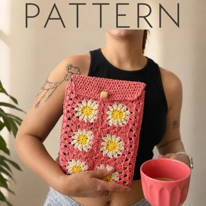 Patrón de funda de ganchillo con margaritas para iPad: Funda de punto fácil para tablet (patrón en PDF)