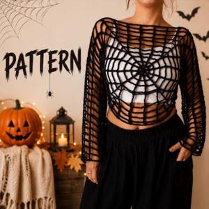 Halloween Crochet Spider Mesh Top Pattern (PDF Pattern)