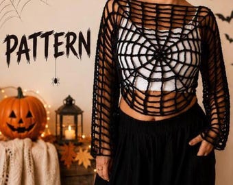 Halloween Crochet Spider Mesh Top Pattern (PDF Pattern)