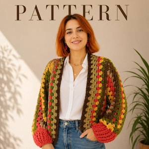 Crochet Hexagon Cardigan Pattern: Easy Granny Square Jacket (PDF Pattern)