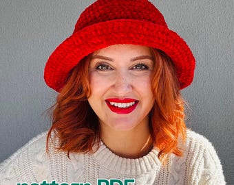 Patrón fácil de gorro de terciopelo a crochet / Tutorial para principiantes (PDF)