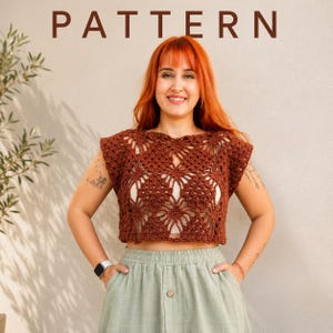 Haakpatroon voor een vintage shrug crop top, boho mesh breisel (PDF-patroon)