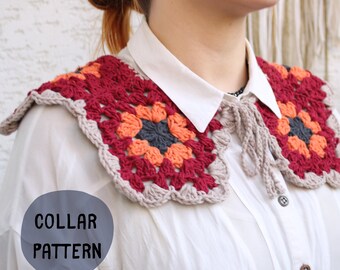 Crochet Granny Square Collar, Beginner Peter Pan Collar (PDF Pattern)
