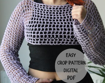 Crochet Shrug Crop Easy Pattern, Summer Crochet Jumper Crop Wear Pattern, Beginner Knit Crop Pattern, Boho Mesh Crochet Pattern,Women Trendy