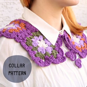 Beginner Crochet Suitable and Detachable Collar Pattern, Women Accessories,  Gift for Her, Granny Square Retro Collar, Knit Peter Pan Collar