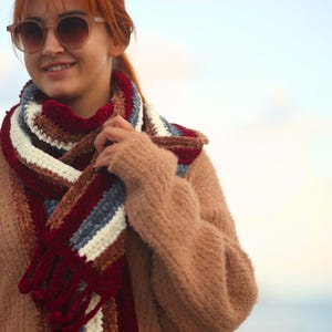 Handmade Velvet Crochet Scarf: Long, Soft Winter Accessory
