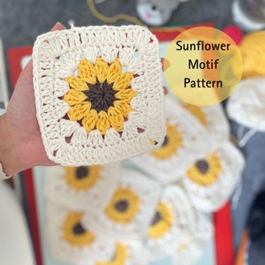 Crochet Sunflower Easy Pattern, Granny Square Flower Pattern, Simple Sunburst Square, Crochet Pattern for Beginner, Gift for Mom and Her