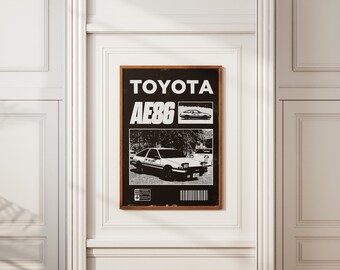 Toyota AE86 Poster incorniciato regalo per lui Poster per auto monocromatico per gli amanti delle auto Poster regalo Decorazione murale Anime Poster Art Iniziale D