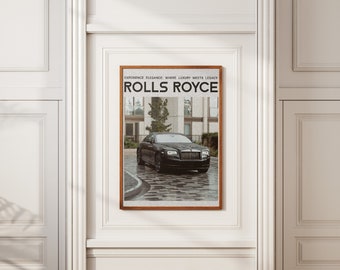 Poster Rolls Royce cadeau pour lui Poster de voiture pour amateurs de voitures Poster cadeau Décoration murale Art de voiture de luxe
