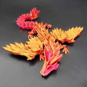 Articulated Winged Crystal Dragon - Handcrafted Fantasy Art 19&quot;