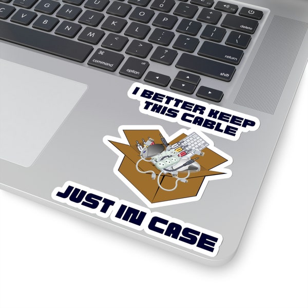 computer sticker, Cable humor, tech humor, funny sticker, vinyl sticker, laptop sticker, organization. tech enthusiast, cord management