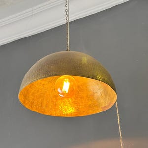 Oxidized Solid Copper Pendant Light, Dome Ceiling Light, Kitchen Island Hanging Light Fixture