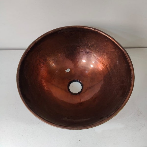 Hammered Copper Sink, Vanity Bathroom Sink,  Bathroom Copper Vessel Sink