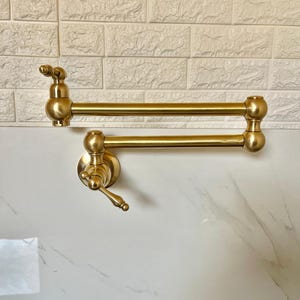 Unlacquered Brass Pot Filler,Kitchen Faucet, Unlacquered Brass Pot Filler Kitchen Faucet, Unlaquered Solid Brass Faucet with Lever Handle