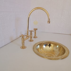 Unlacquered solid brass kitchen faucet, kitchen sink, sink faucet, brass sink faucet, brass kitchen faucet, faucet, sink faucet