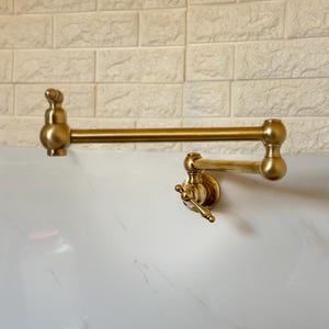 Unlacquered Brass Pot Filler,Kitchen Faucet, Unlacquered Brass Pot Filler Kitchen Faucet, Unlaquered Solid Brass Faucet with Lever Handle