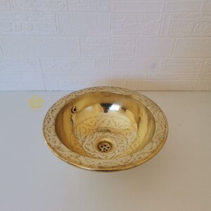 Round Unlacquered Brass Bathroom Sink - Handmade Brass Sink Vanity