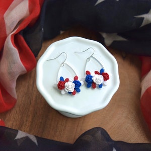 Fourth of July Earrings | Red White and Blue Clay Earrings