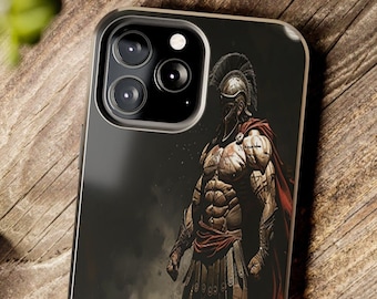 Spartan Warrior iPhone Case Image of Strength Powerful Warrior Determination Motivational Tough Phone Cases iPhone 15 14 13 12 Pro Max, Plus