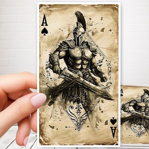 Adesivo Guerriero Spartano Asso di Picche Carta da Gioco Adesivo Motivazionale Ispirante Bottiglia d'Acqua Adesivo per Laptop Diario Adesivi Kiss-Cut