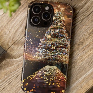 Christmas Tree Splendor iPhone Case, Enchanting 3D Effect Bright Holiday Lights, Festive Winter Scene Spirit of Xmas Season Gift Phone Case