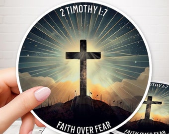 Christian Stickers, 2 Timothy 1:7, Faith Over Fear, Bible Verse Labels, Scriptures Vinyl Stickers, Scripture Verse Stickers, Biblical Verses