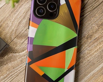 Custodia per iPhone con motivo astratto, custodia rigida geometrica colorata per Samsung, accessorio moderno e artistico per telefono, regalo per creativi, custodia estetica audace
