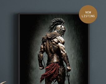 Spartan Warrior, Symbol of Strength and Resolve AI Art, Digital Download of a Stoic warrior, inspirational, Determination, Powerful Art