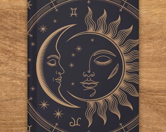 Celestial Journals Notebooks, Sun and Moon Art, Astrology Gift, Witchy Decor, Mystic Writing Journal, Bold Celestial Stationery Gift Idea,